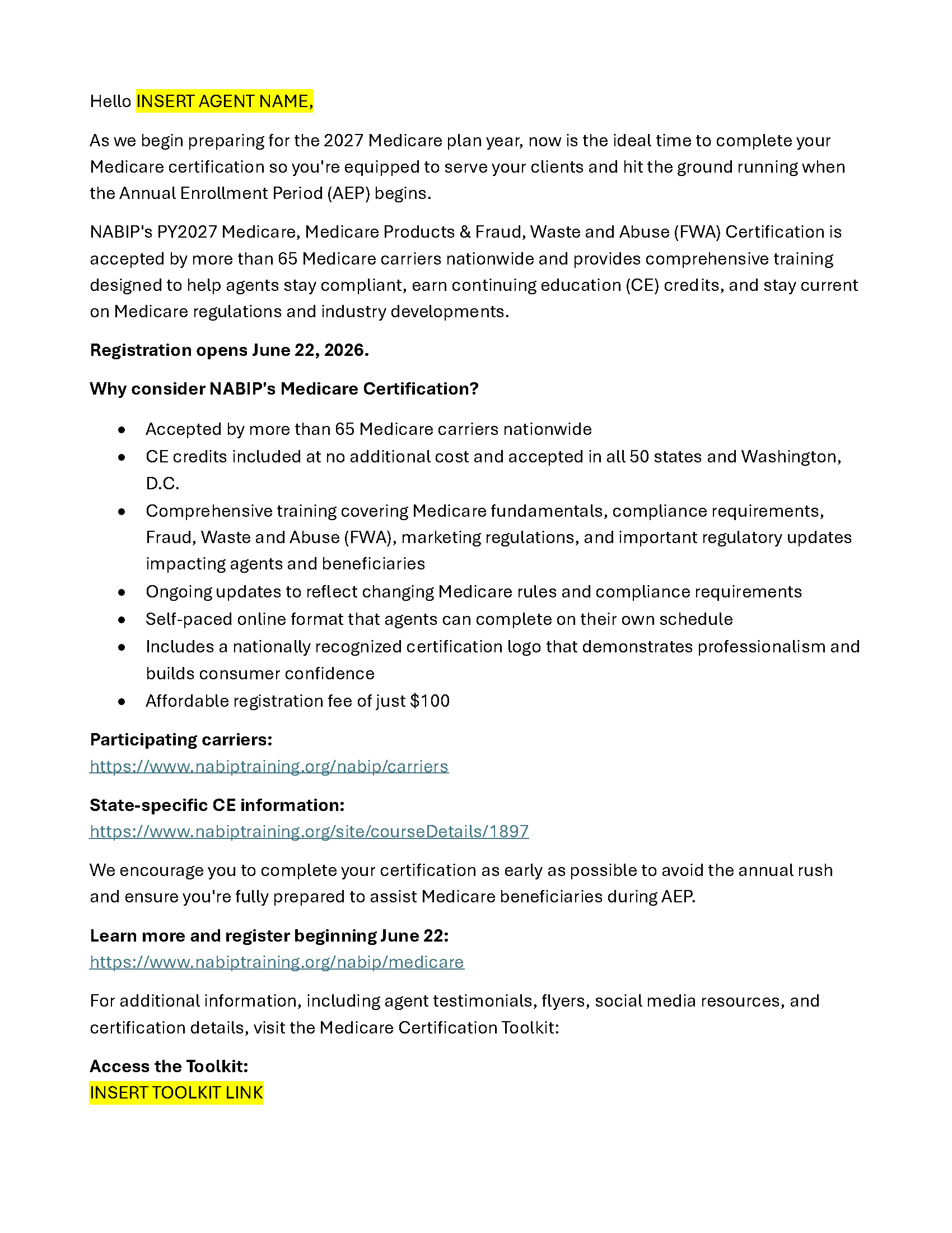 Downline Email Template