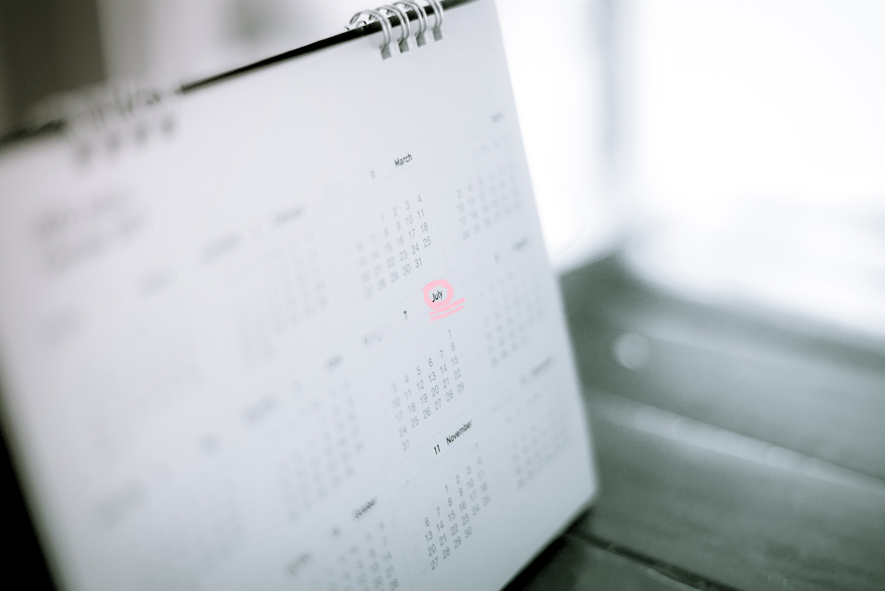 close up of desk calendar